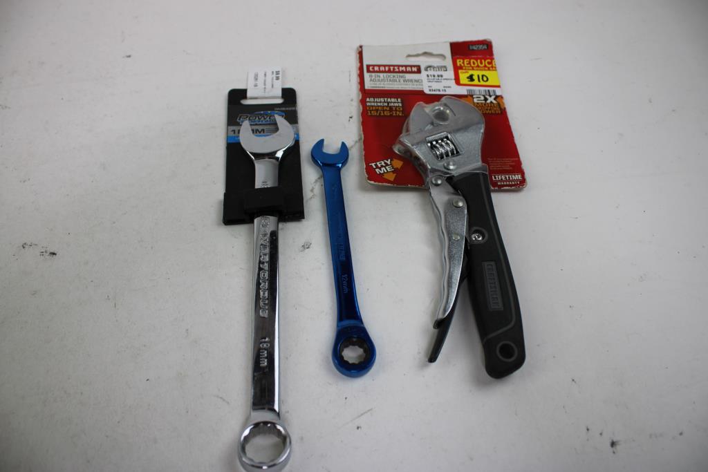 Combination Wrenches, And Adjustable Wrenches Lot, 5 Pieces