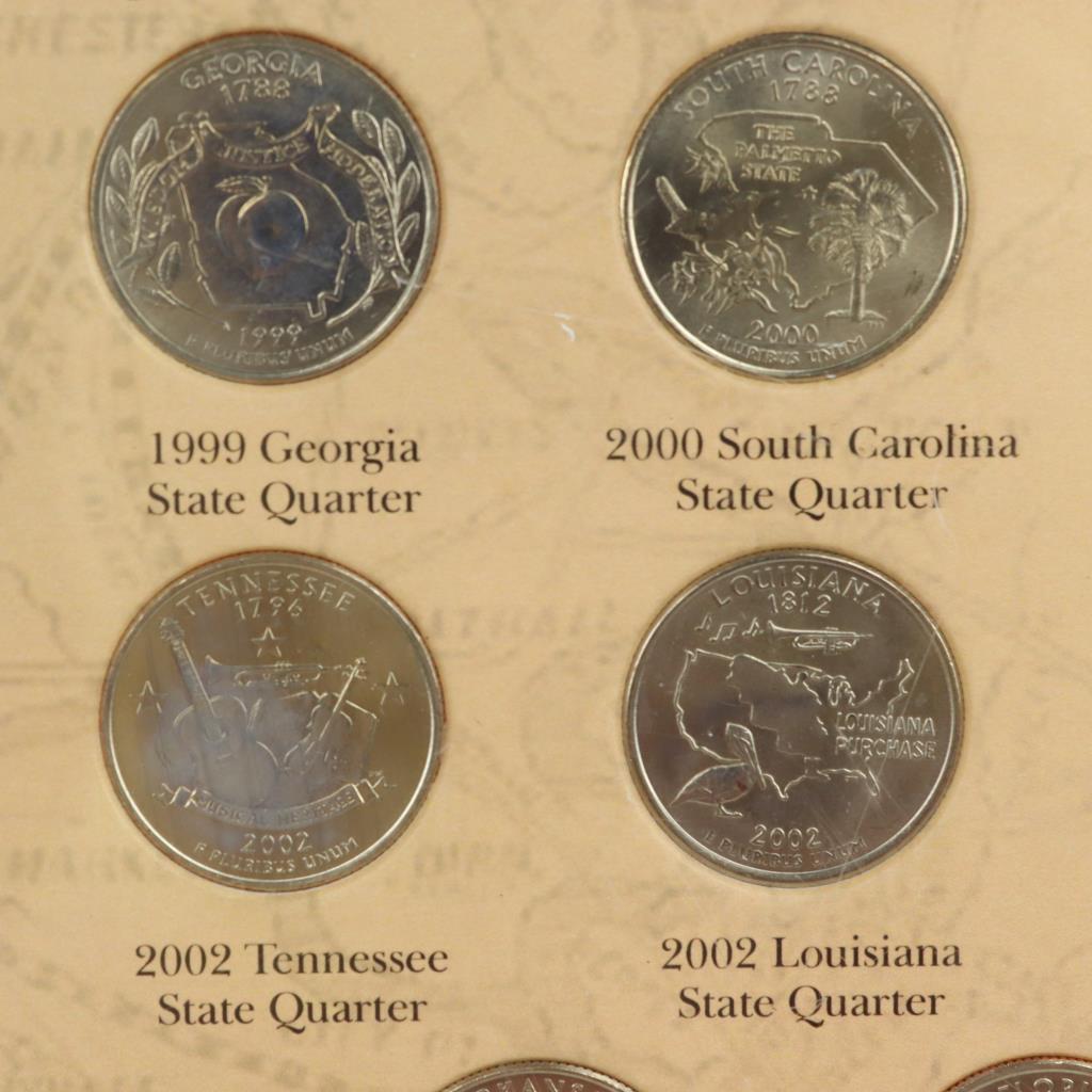 Confederate Coin Collection, Statehood Quarters And Stamp In Display