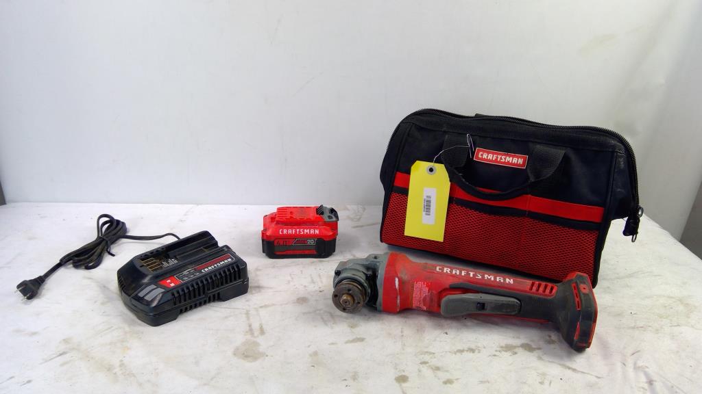 Craftsman 4-1/2" Grinder, 4.0Ah Battery, Charger, And Tool Bag