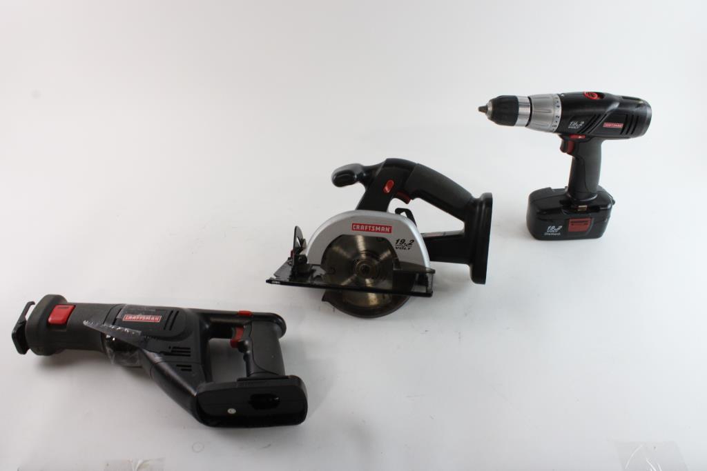 Craftsman Cordless Drill, Reciprocating Saw & Circular Saw, 3 Pieces