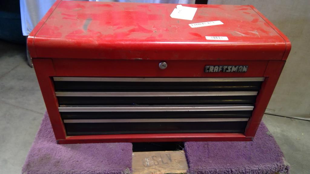 Craftsman Drawer Red And Black Steel Tool Box And Tools
