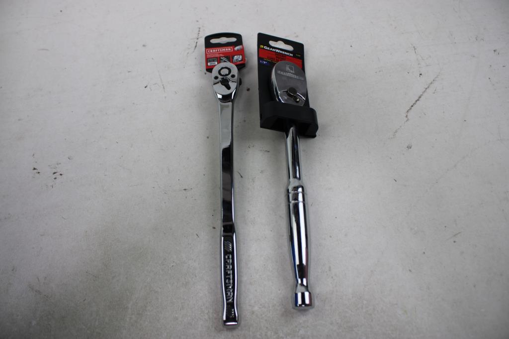 Craftsman Long Handle 3/8" Ratchet, GearWrench 1/2" Drive Ratchet, 2 Pieces