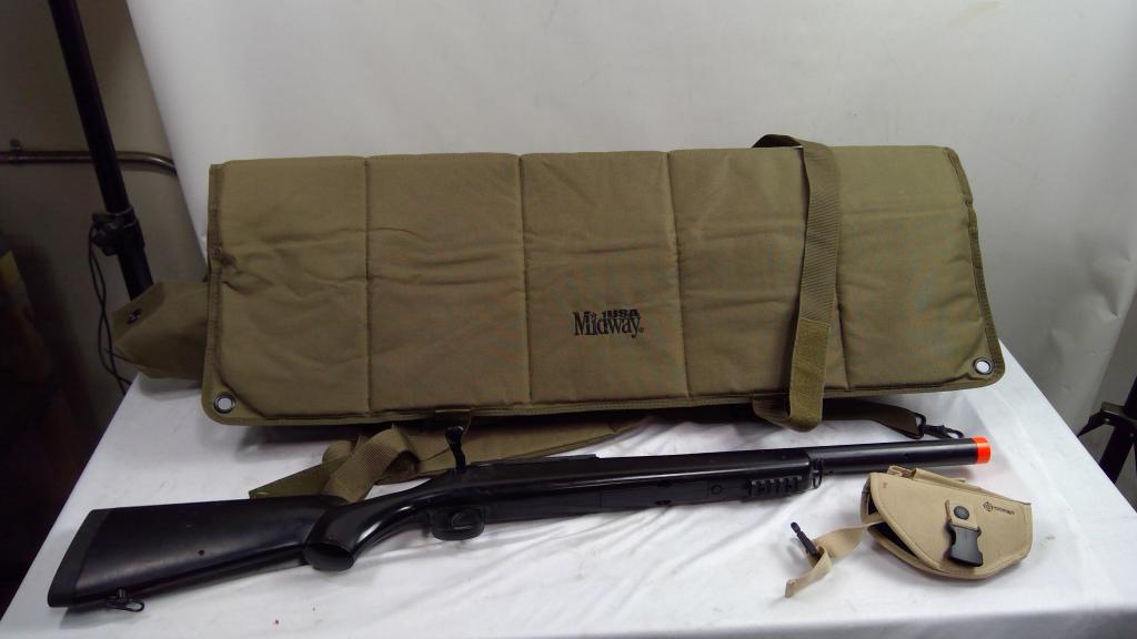 Crosman Game Face Spring Powered Airsoft Sniper Rifle With Shooting Mat & Pistol Holster