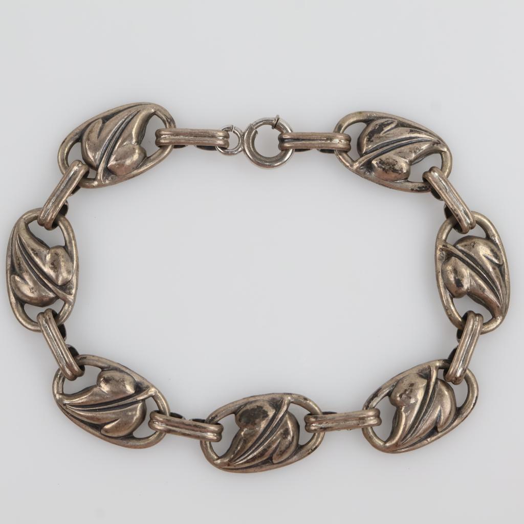 Danecraft Sterling Silver Leaf Panel Bracelet