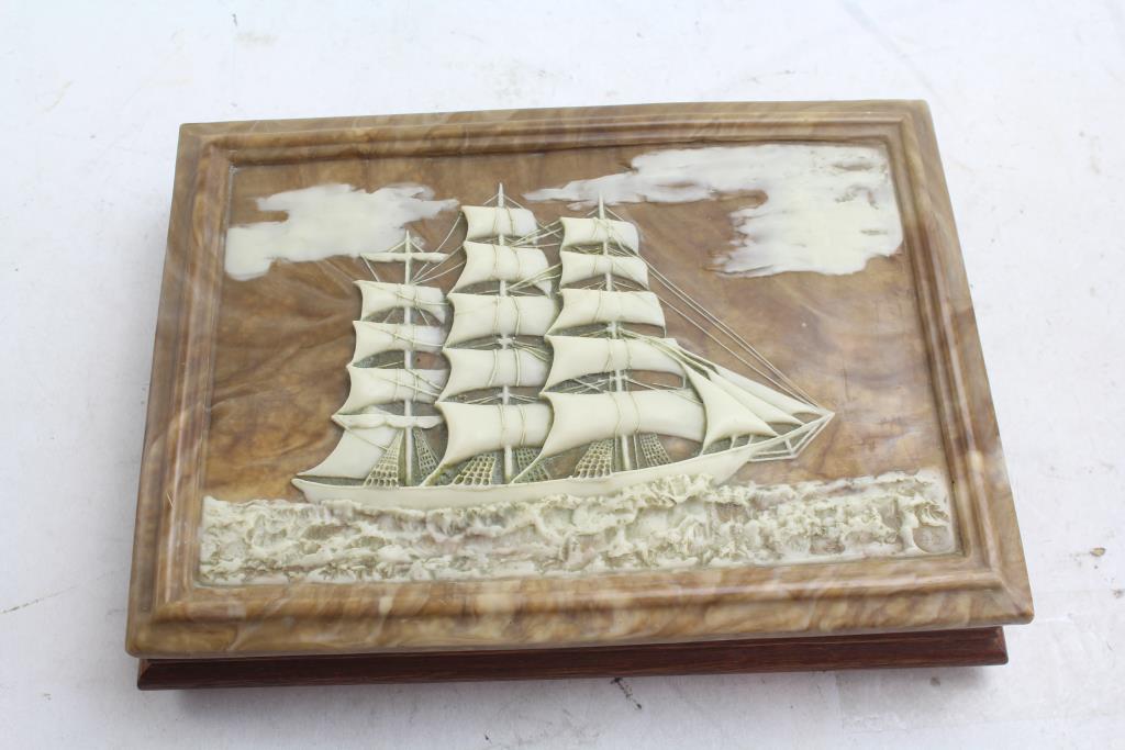 Dante Clipper Ship Wooden Jewelry Box Property Room