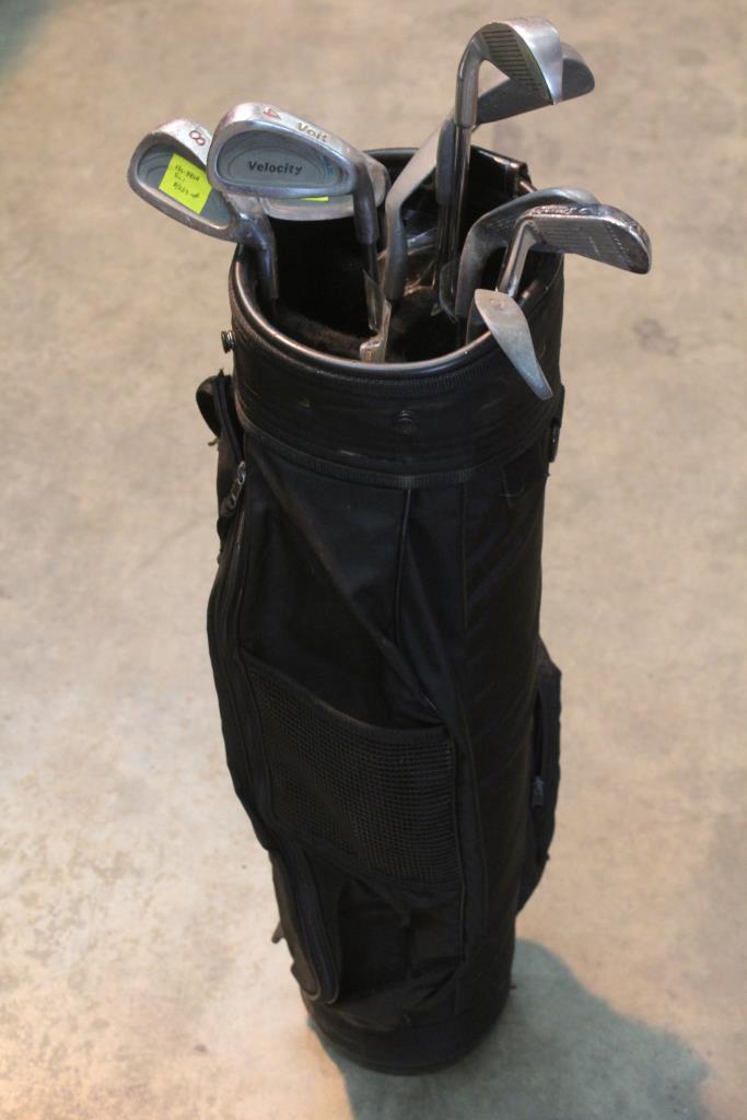 Datrek Golf Bag With 9 Golf Clubs, 10 Pieces Property Room