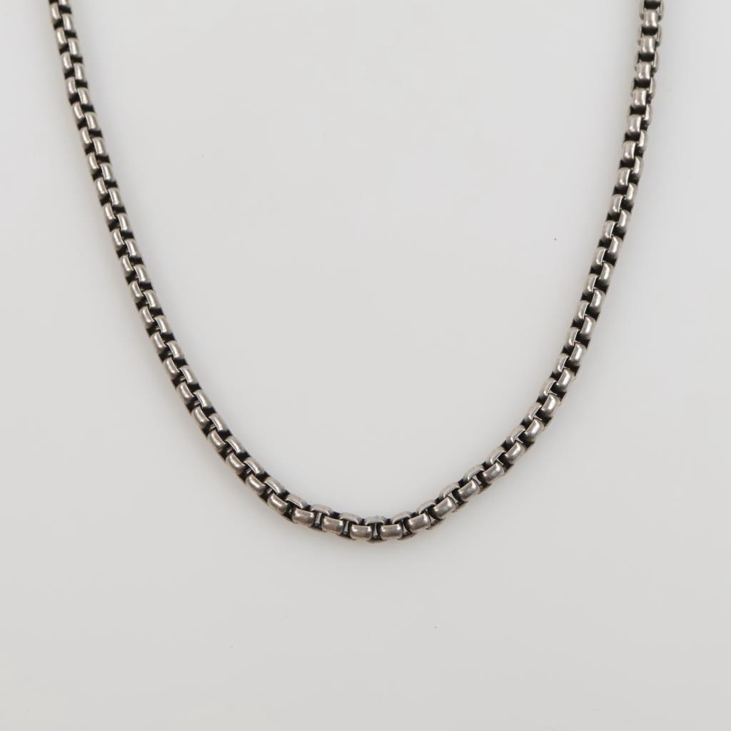 David Yurman Sterling Silver Box Chain Link Necklace
