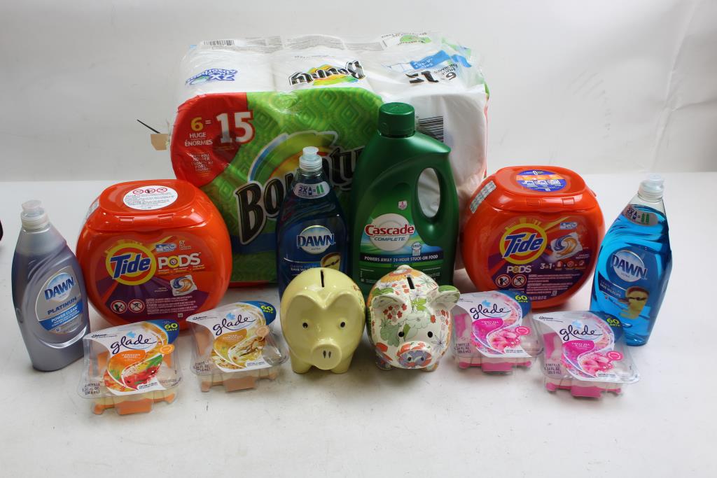 Dawn Dish Soap, Tide Detergent Capsules, Bounty Paper Towels, & More; 5+ Pieces Property Room