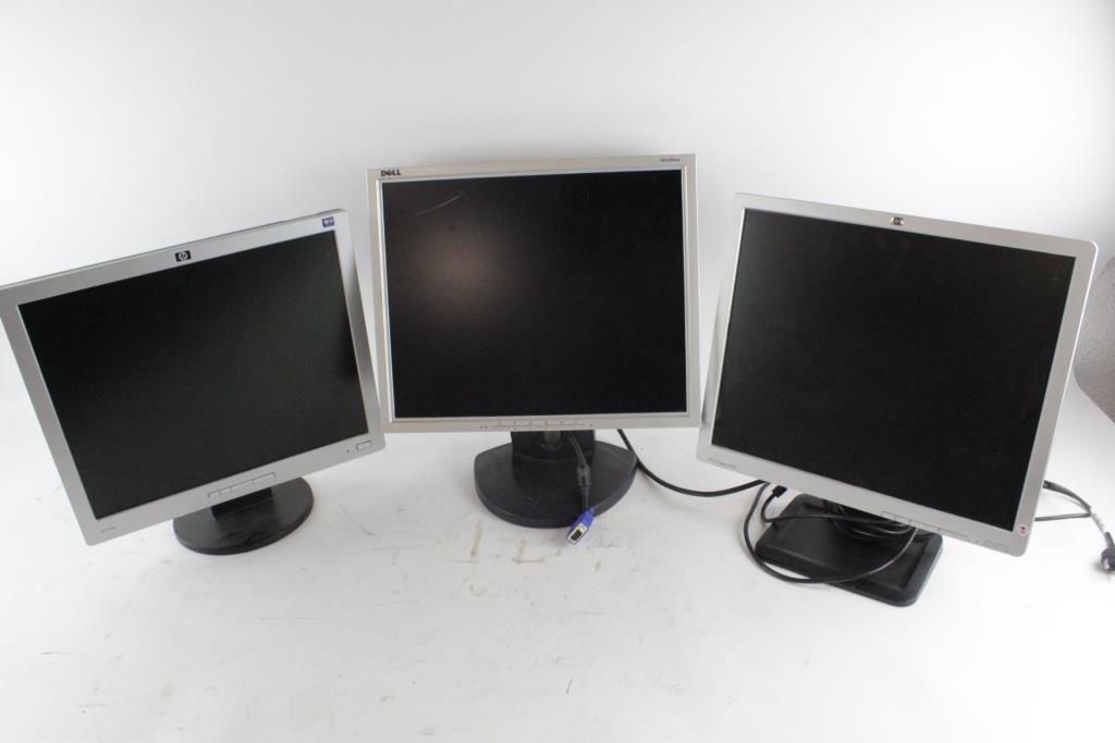 Dell And HP Computer Monitors, 3 Pieces Property Room