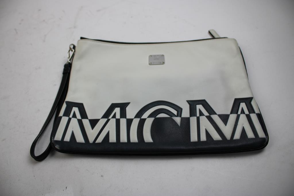 Designer MCM Large Logo Zip Pouch - Doublechecked By Entrupy