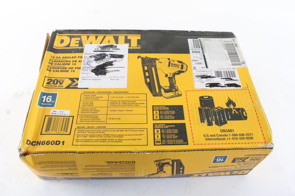 DeWalt 16 GA Angled Finish Nailer Property Room