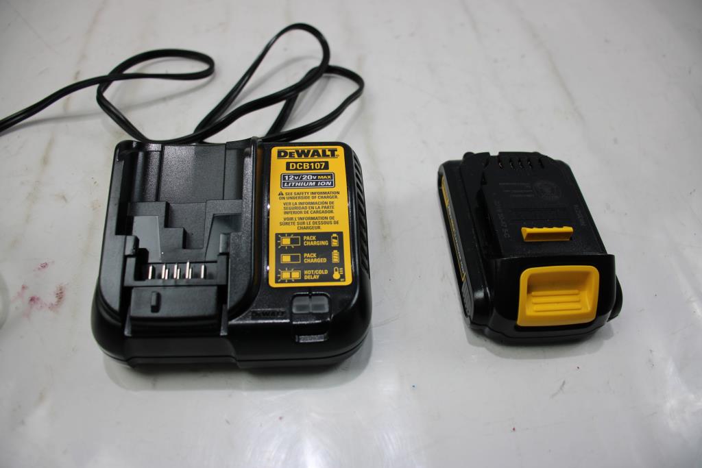 Dewalt 20V Battery Charger And Lithium Battery 20v, 2 Pieces Property Room