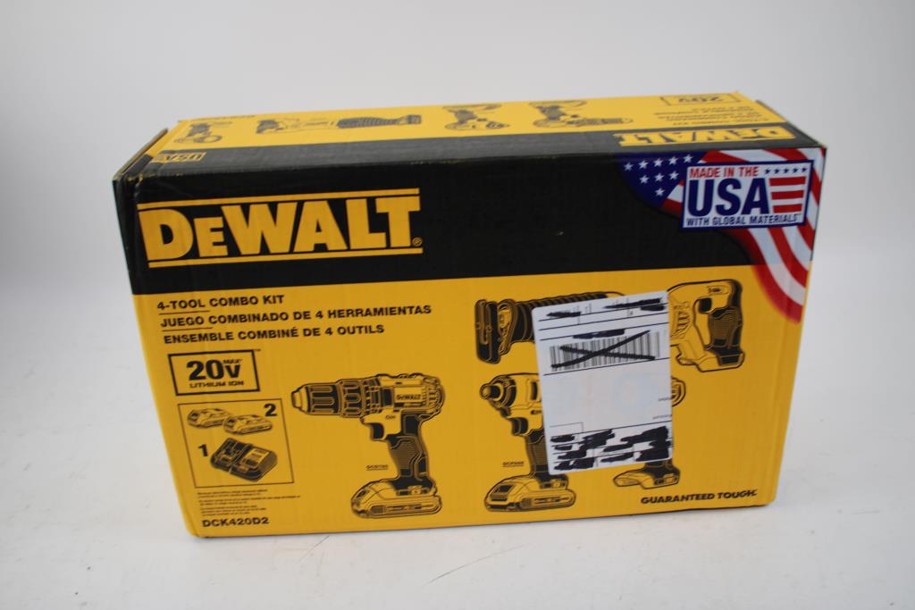 Dewalt 4-Tool Combo Kit - Drill/Driver, Impact Driver, Reciprocating Saw, LED Flashlight