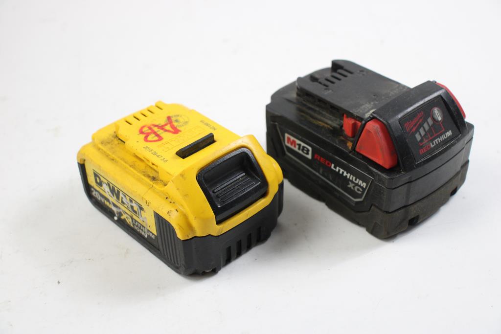 Dewalt And Milwaukee Batteries, 2 Piecs Property Room