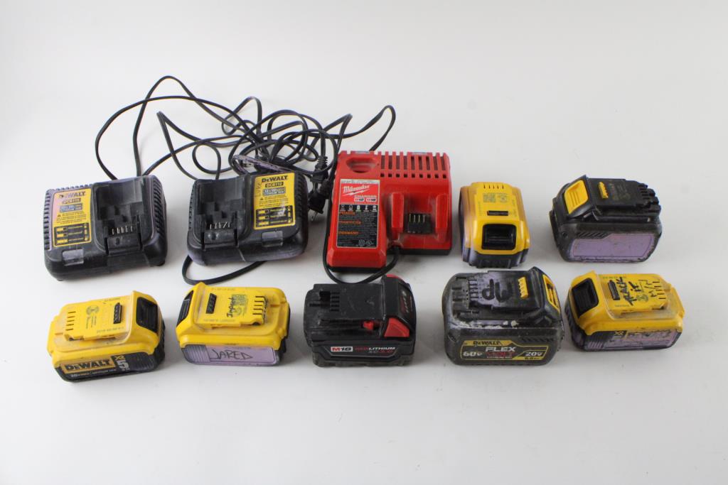 DeWalt And Milwaukee Batteries, And More, 10 Pieces Property Room