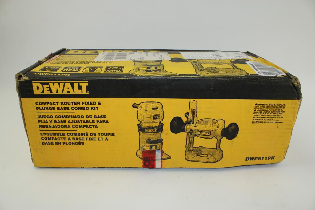 Dewalt Compact Router Fixed & Plunge Base Combo Kit Property Room