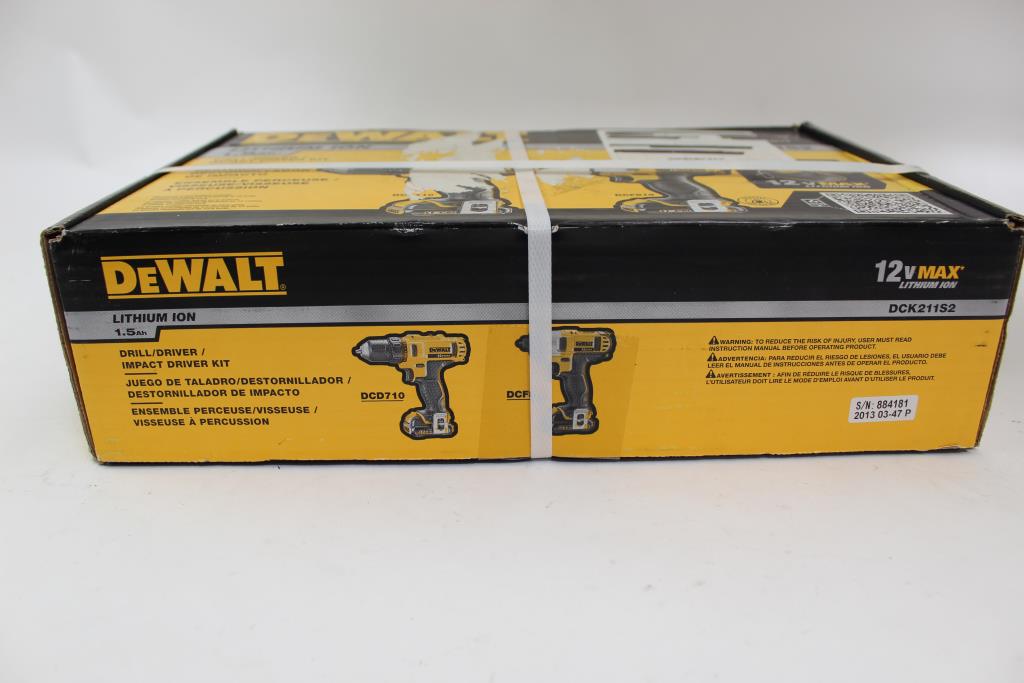 DeWalt DCK211S2 Lithium Ion Drill Driver, Impact Driver Kit | Property Room