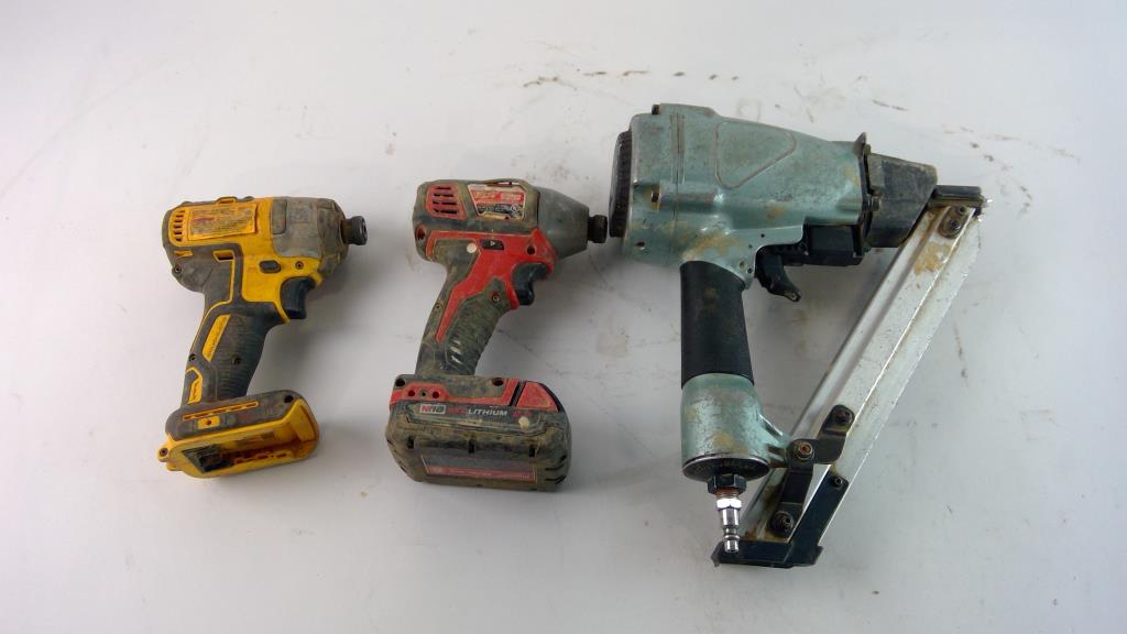 DeWalt Driill, Milwaukee Drill, Metabo Nailer, 3 Pieces Property Room