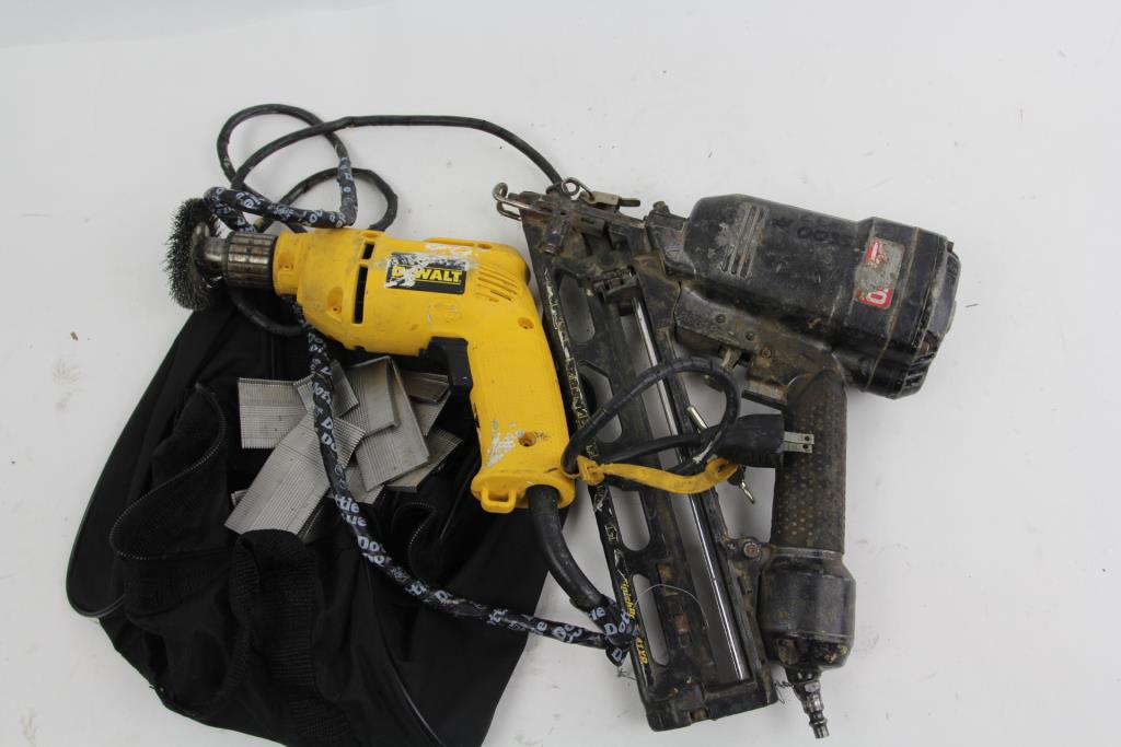 DeWalt Drill And Unmarked Fastener Gun, 4 Pieces Property Room