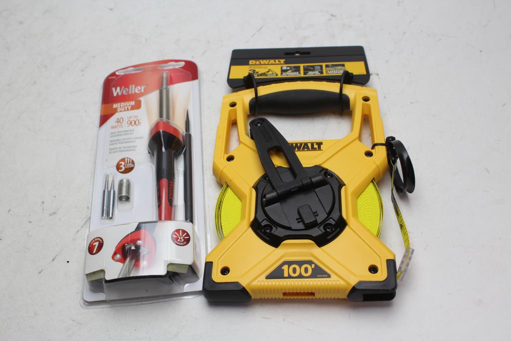 DeWalt Fiberglass Long Tape And Weller Soldering Iron Kit Property Room