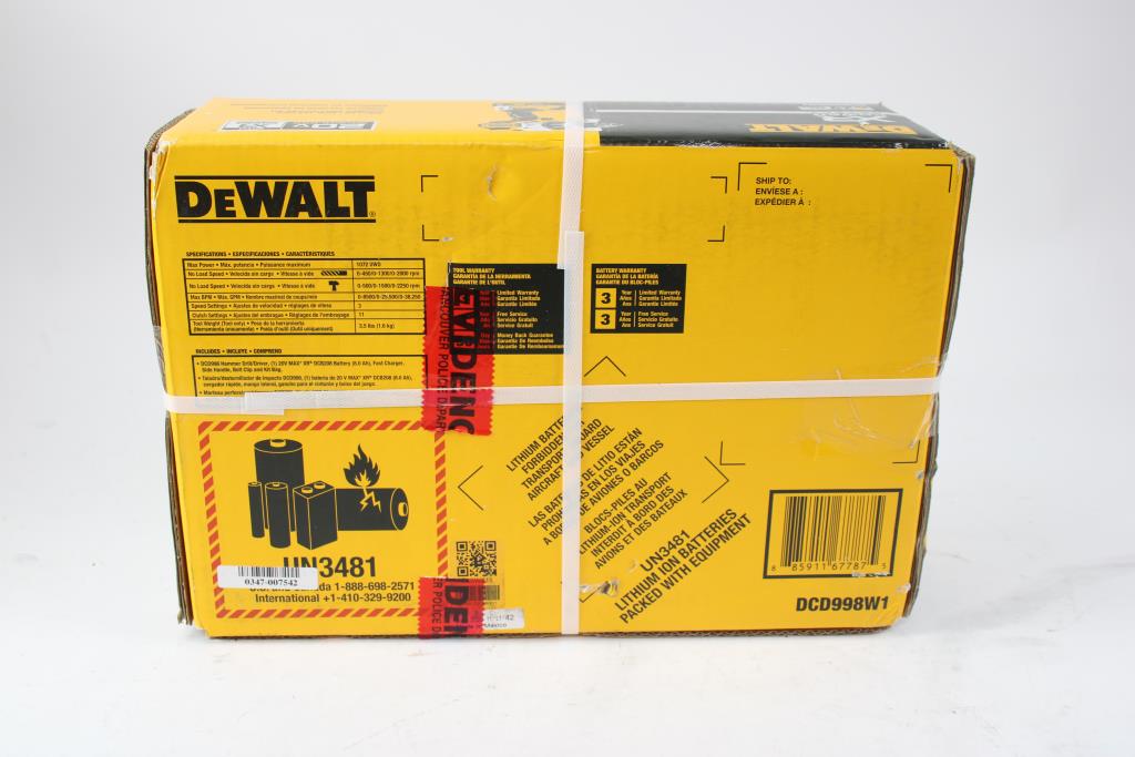 DeWalt Hammer Drill/Driver Kit, DCD998W1 Property Room