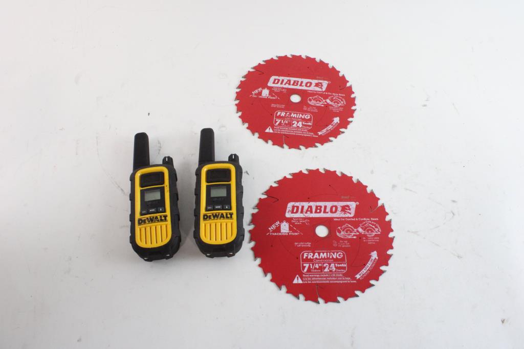 DeWalt Handheld Radios & Diablo Saw Blades, 4 Pieces Property Room