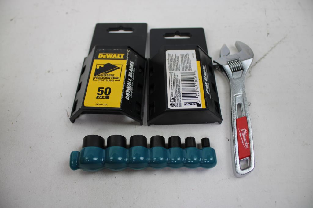 Dewalt Hook, Drywall Blades, Milwaukee Wrenches, And More