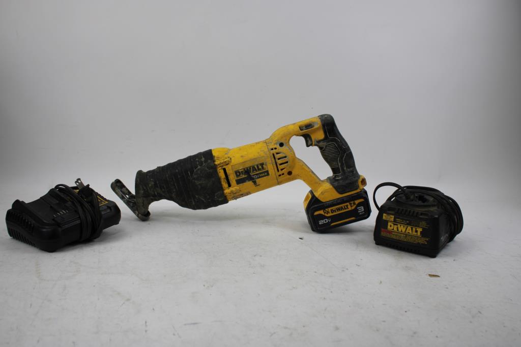 Dewalt Reciprocating Saw With Battery Chargers, 3 Pieces