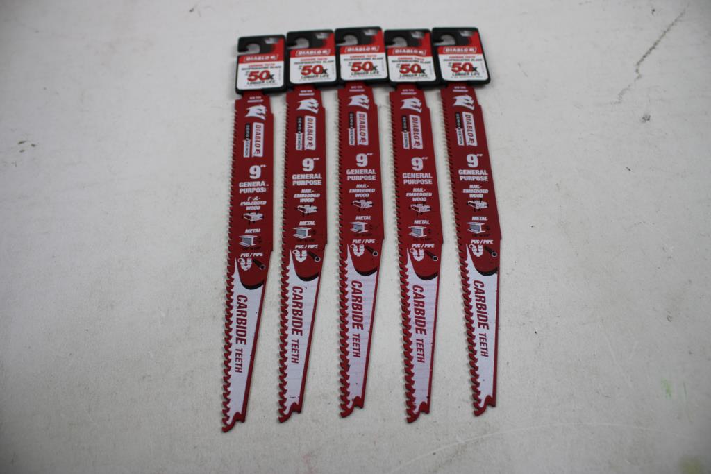 Diablo 9" Carbide Teeth Reciprocating Blades, 5 Pieces