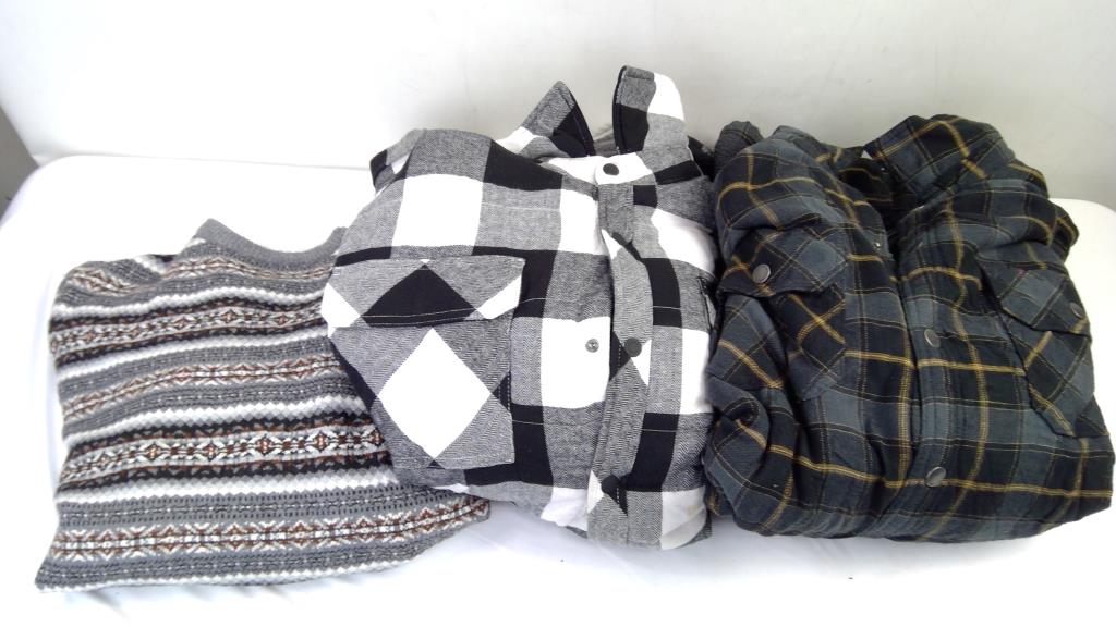 Dickies, George, Free Assembly Flannel Jackets And Sweaters, 2XL-3XL, 3 Pieces