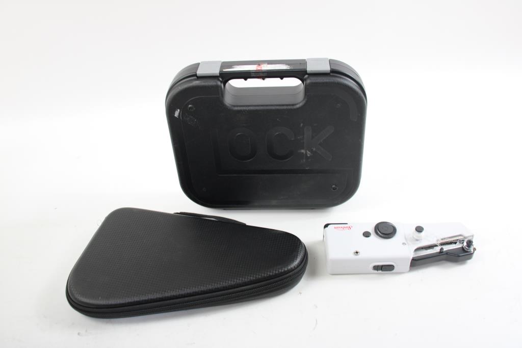 Digital Scale, Handheld Sewing Machine, Gun Cases, 6 Pieces Property Room