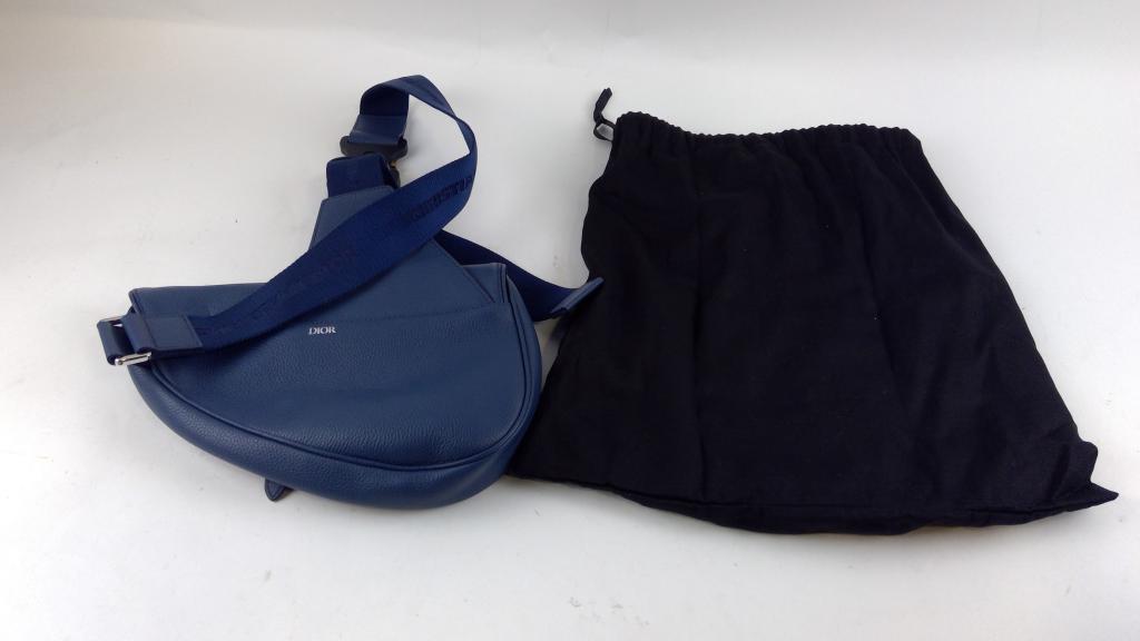 Dior Blue Leather Saddle Bag - Doublechecked By Entrupy