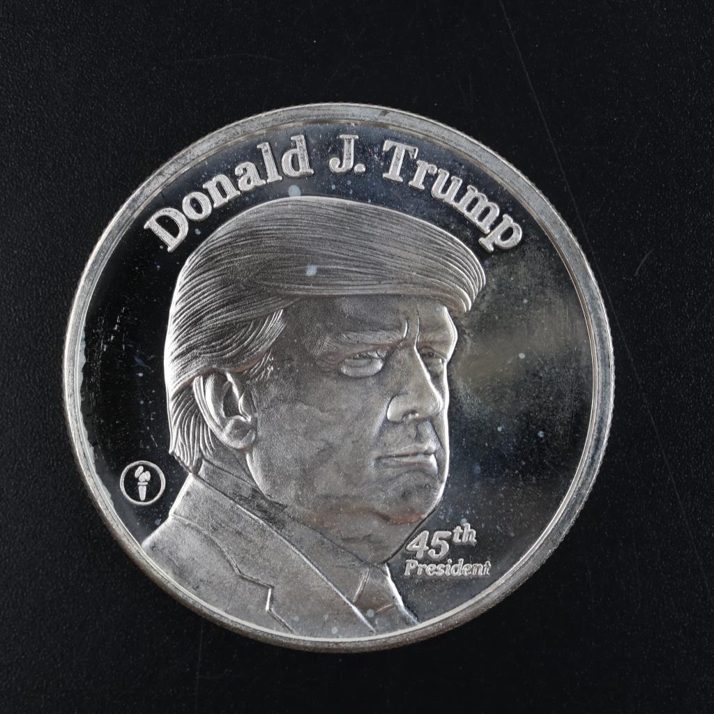 Donald J Trump 45th US President Fine Silver Round 1 Troy Oz