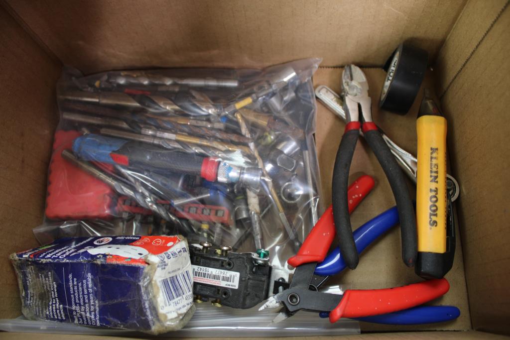 Drill Bits, Wire Cutter, Tape, Pliers, Voltage Tester & More