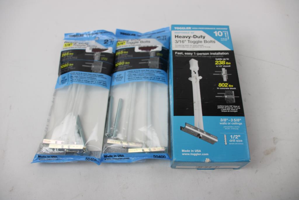 DryWall Anchors, Toggle Bolts, 5 Sets