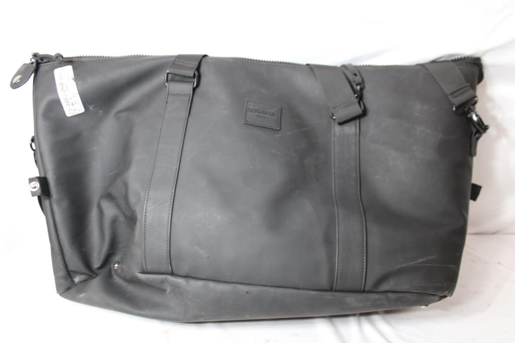 Duchamp London Black Rubberized Duffle Travel Bag With Strap And USB Port/Cable