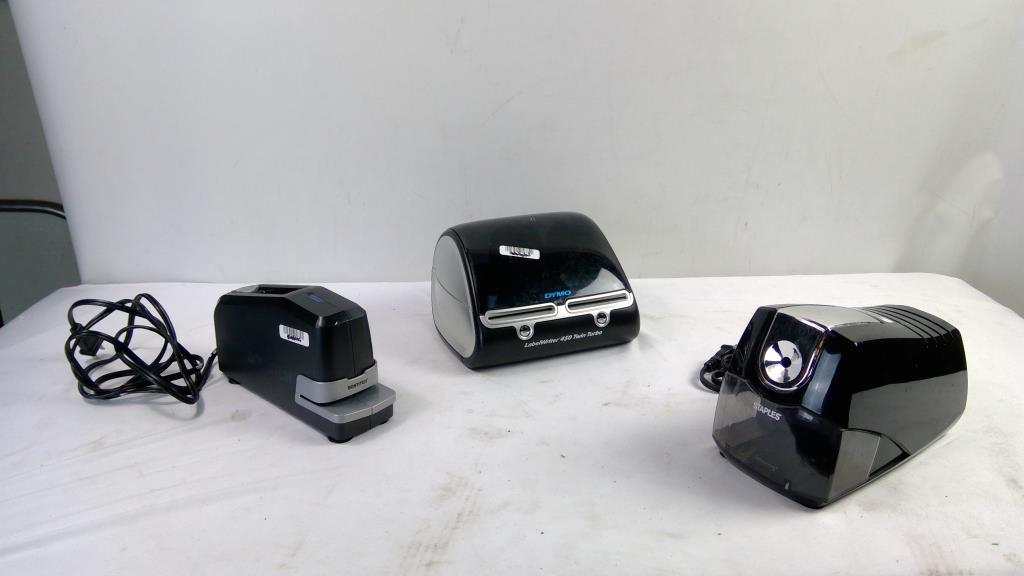 Dymo Thermal Writer 450  Staples Electric Pencil Sharpener, Bostitch Electric Stapler