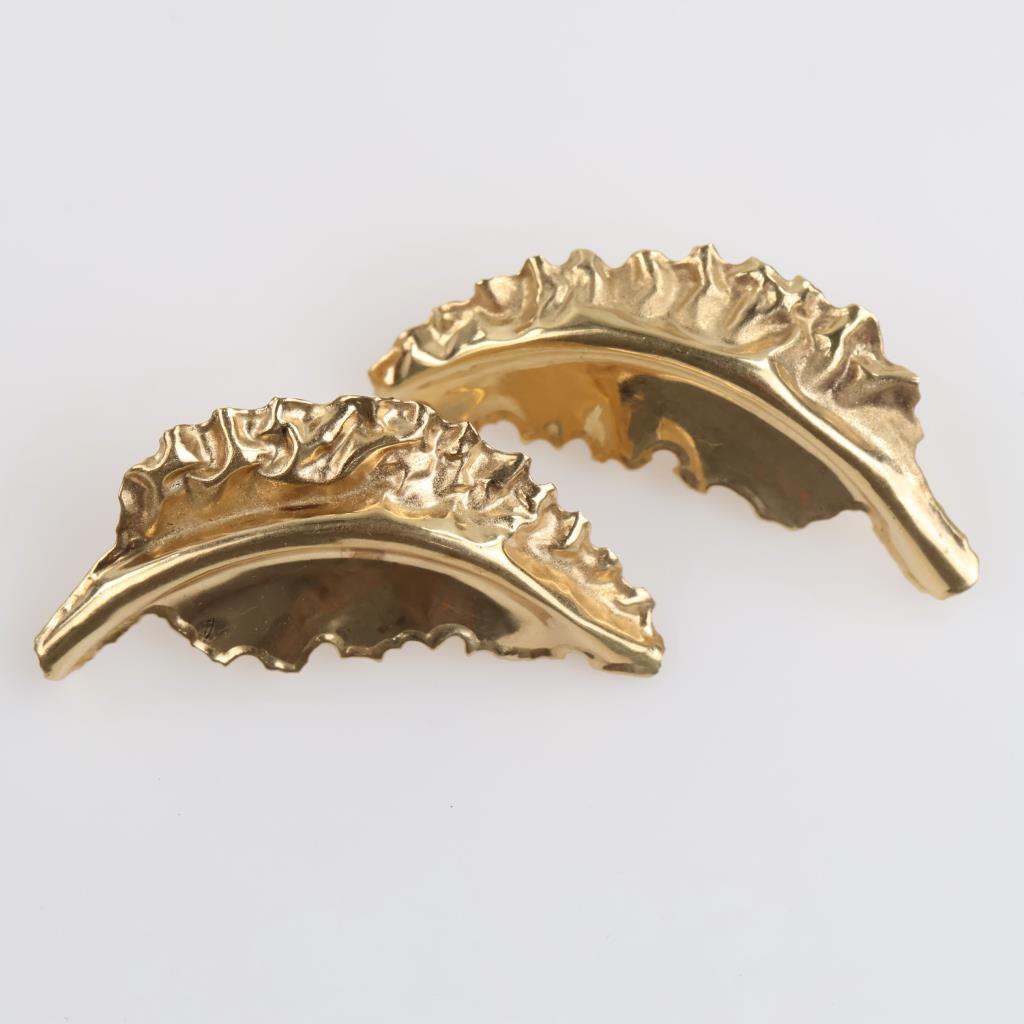 E. Katz 14kt Gold Leaf Stud Earrings