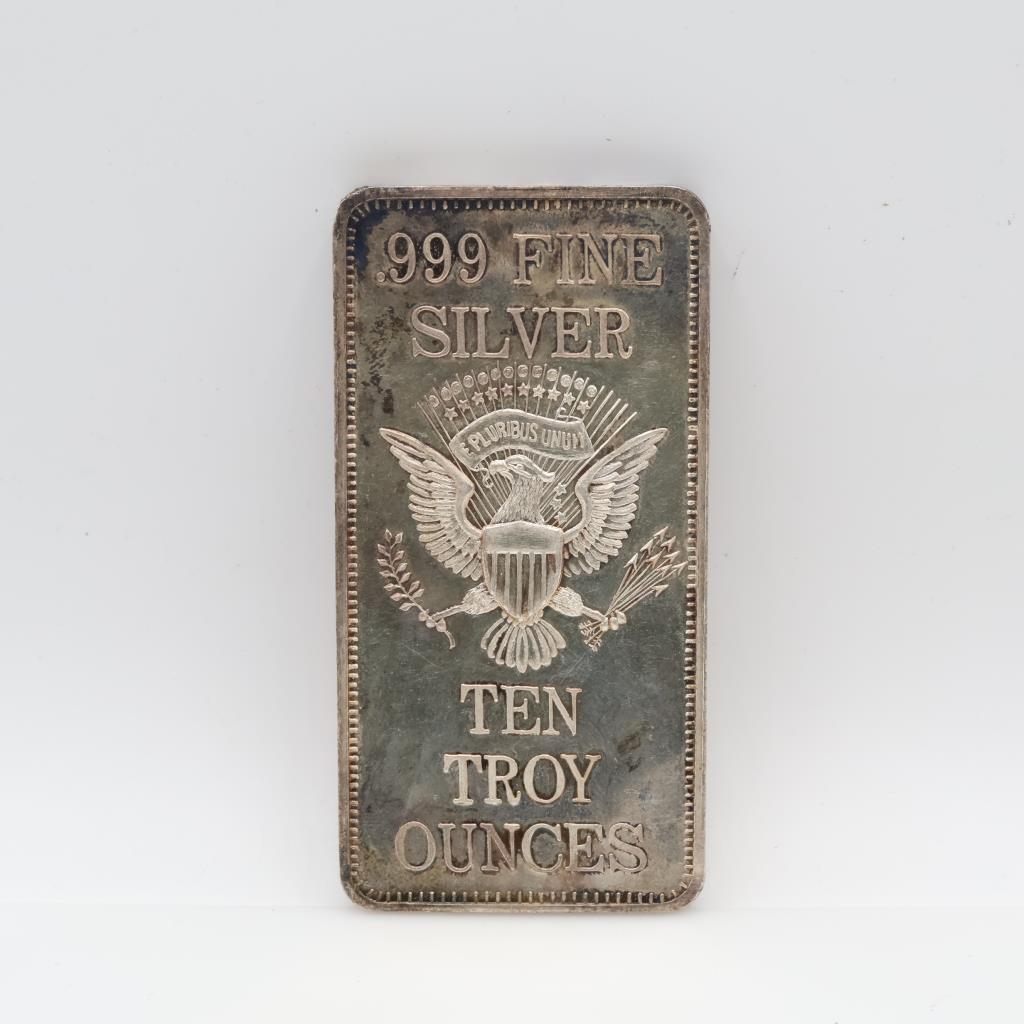 E Pluribus Unum Fine Silver 10 Troy Oz Bar