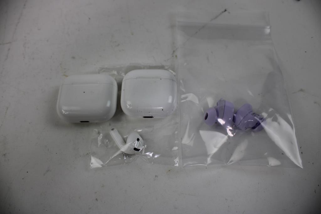 Earbuds, Empty Earbud Cases, AC Adapters, Mixed Cables Bulk Lot