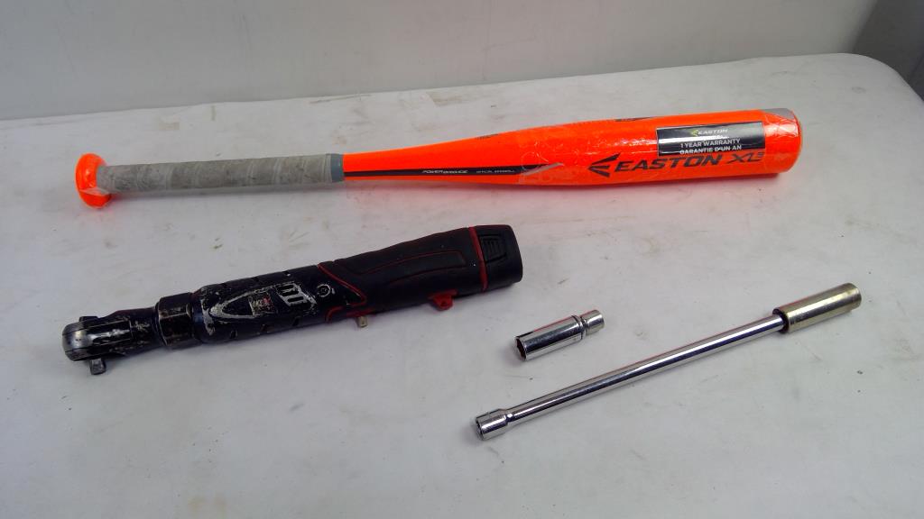Easton Baseball Bat, Electric Ratchet, Socket Extension