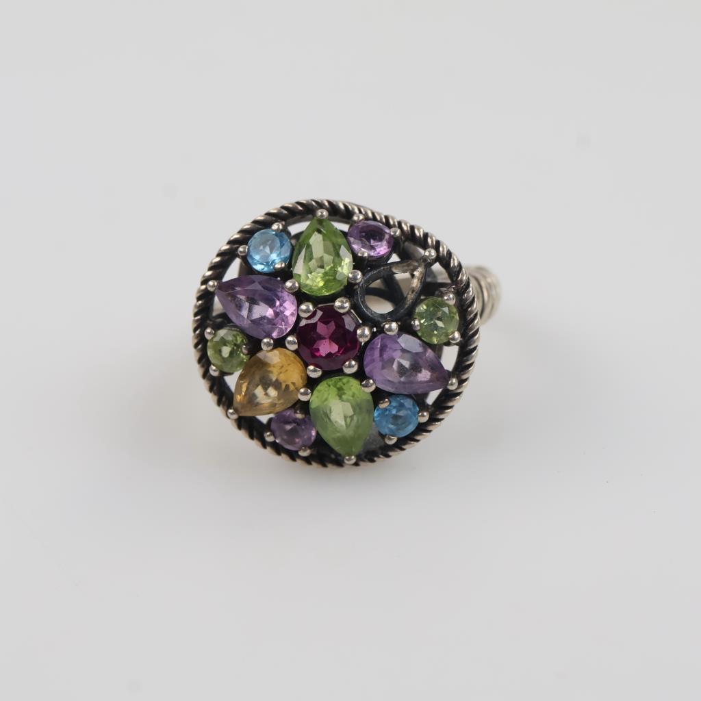 Effy Sterling Silver Multi-Gemstone Flower Statement Ring