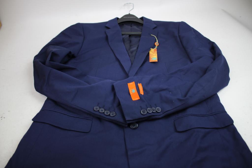 Egara 2-Button Single-Vent FF Suit Jacket And Slacks, Blue, 44L/38W