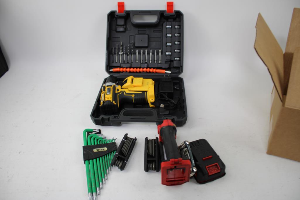 Electric Drill, Work Light, Husky Hex Keys, And More Tools
