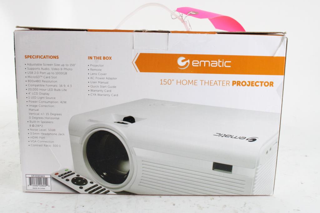 Ematic 150" Home Theater Projector Property Room