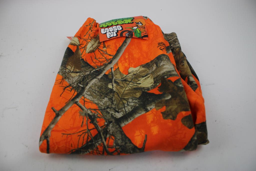 Empyre X Realtree Fleece Orange Camo Baggy Sweatpants And Pocket T- Shirt, Medium