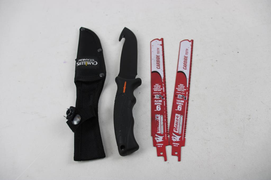 Estwing 15" Chisel/Nail Puller, 14" Bolt Cutters, Saw Blades, Knife, And Umbrella, 6 Pieces