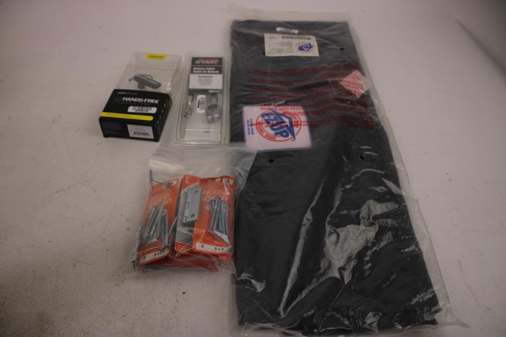 E-Z Up 10' Cover Bag, Micro Torch, Bluetooth Headset, Screws, And More, 7 Pieces