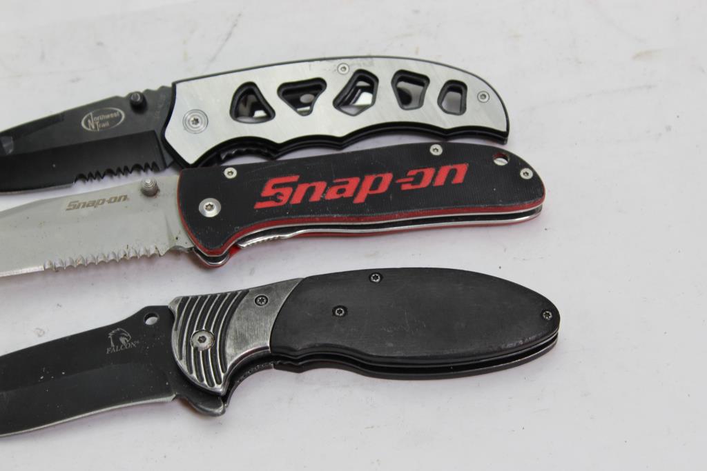 Falcon, Northwest Trail, Snapon Folding Blade Knives 3 Pieces