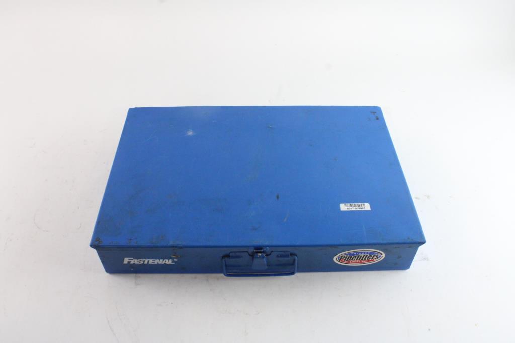 Fastenal Metal Box With Assorted Hardware, 10+ Pieces Property Room